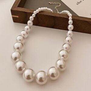 Chunky Freshwater Pearl Choker Necklace Statement Bridal Wedding Large Bead